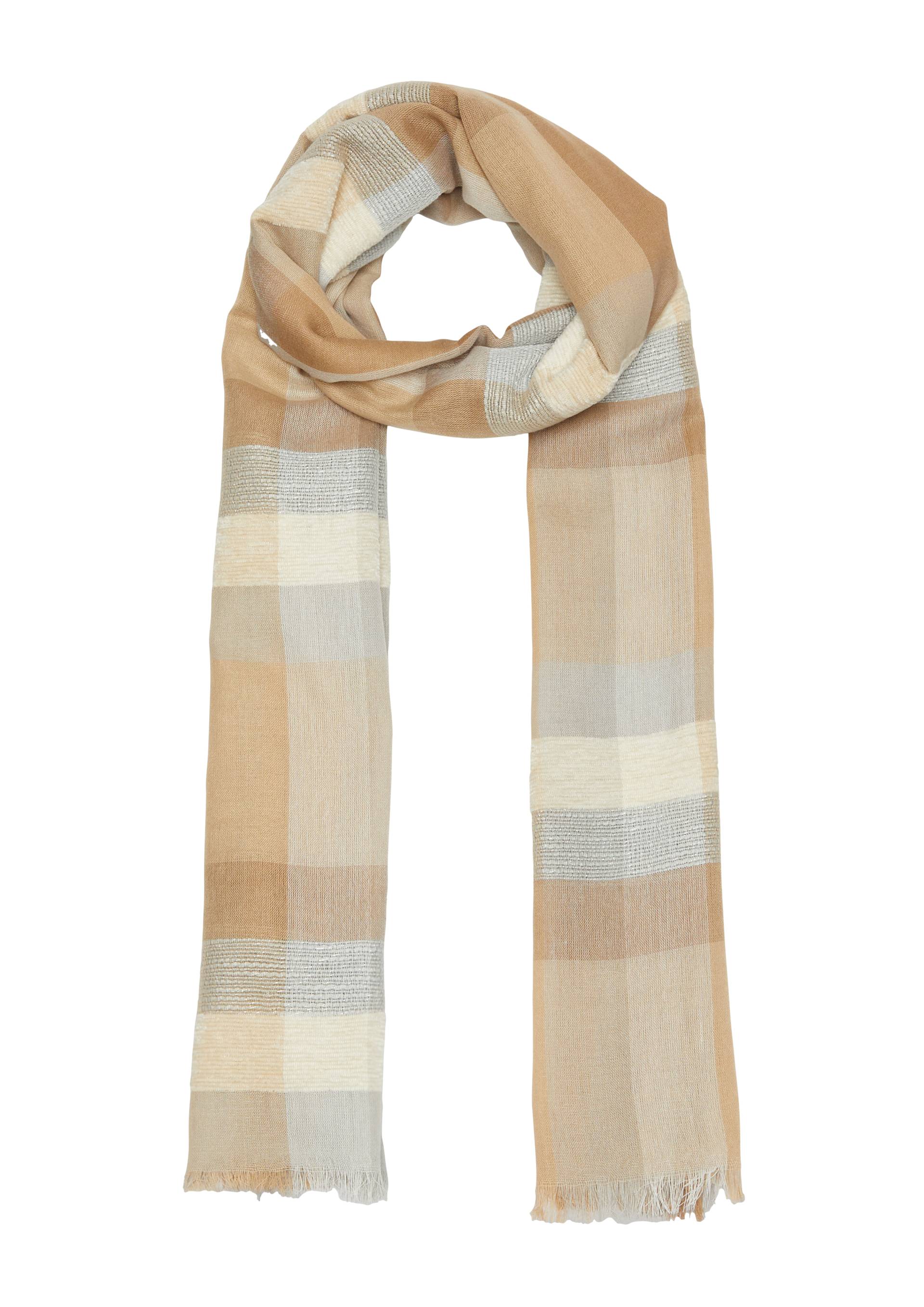 s.Oliver - Schal mit Karo-Print, Damen, Beige von s.Oliver