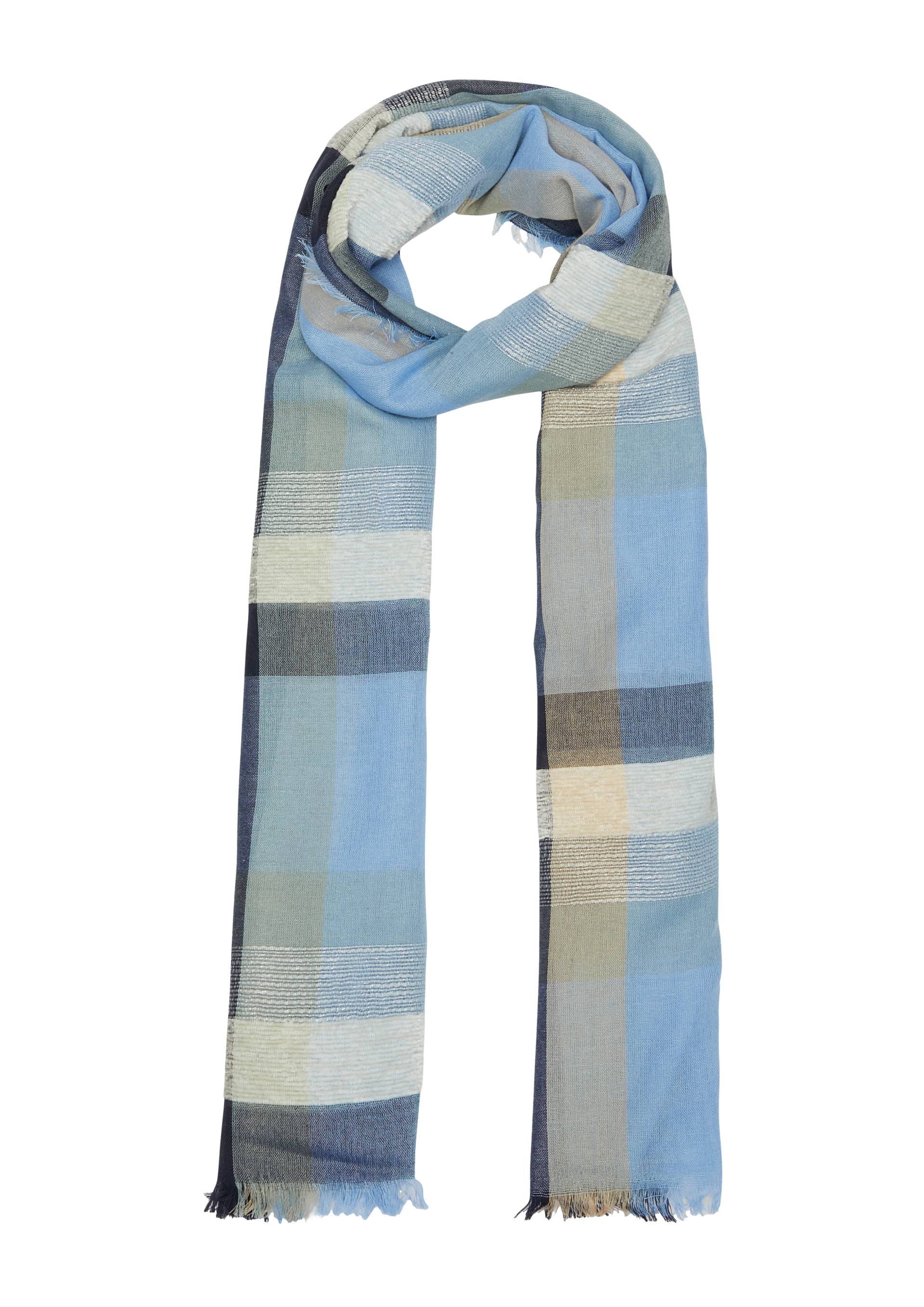 s.Oliver - Schal mit Karo-Print, Damen, blau von s.Oliver