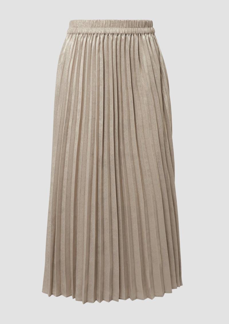 s.Oliver - Schimmernder Plissee-Rock mit Elastikbund in Midi-Länge, Damen, creme von s.Oliver