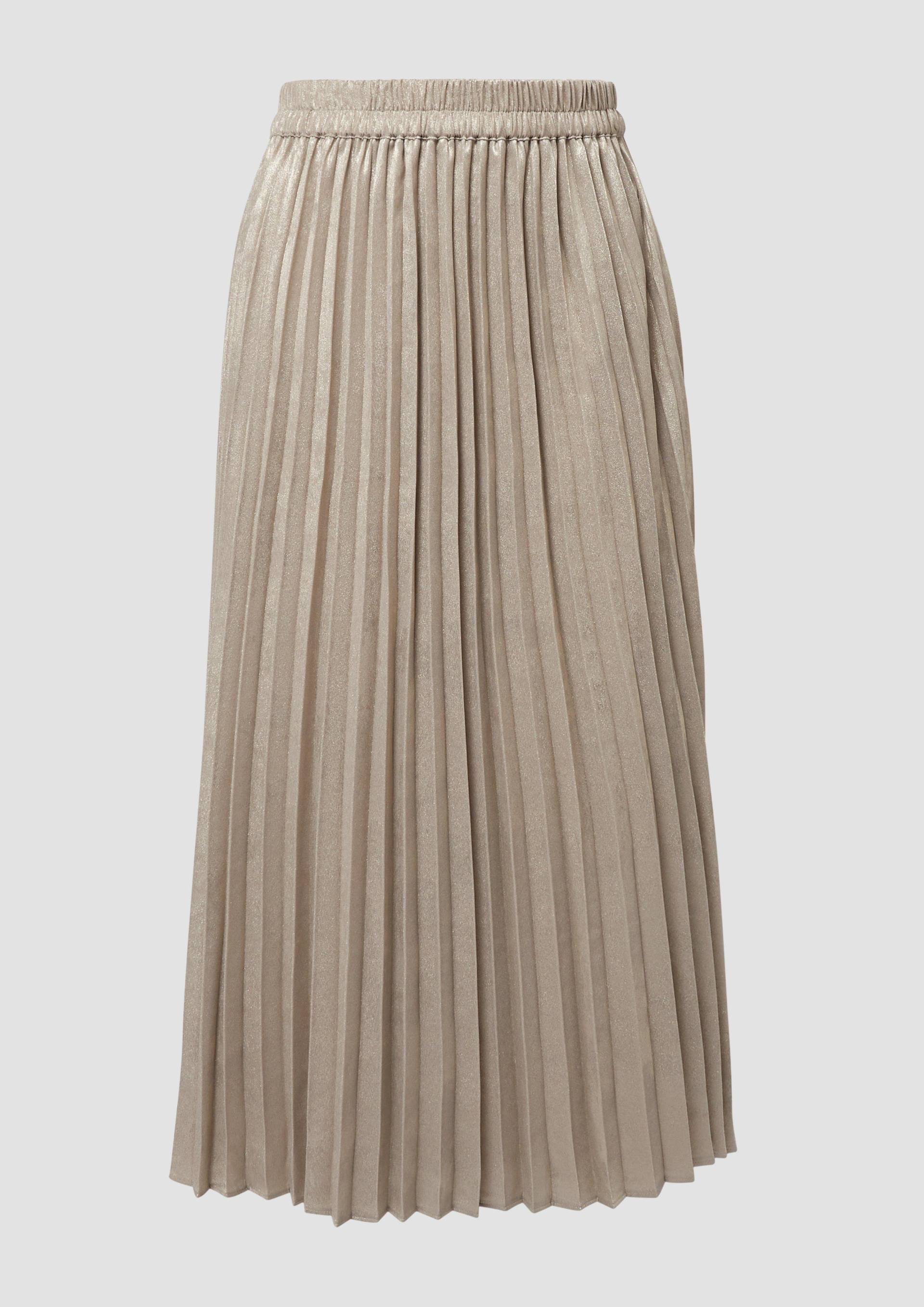 s.Oliver - Schimmernder Plissee-Rock mit Elastikbund in Midi-Länge, Damen, creme von s.Oliver