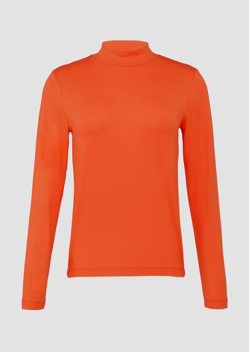 s.Oliver - Schmal geschnittenes Langarmshirt aus Viskosemix, Damen, Orange von s.Oliver