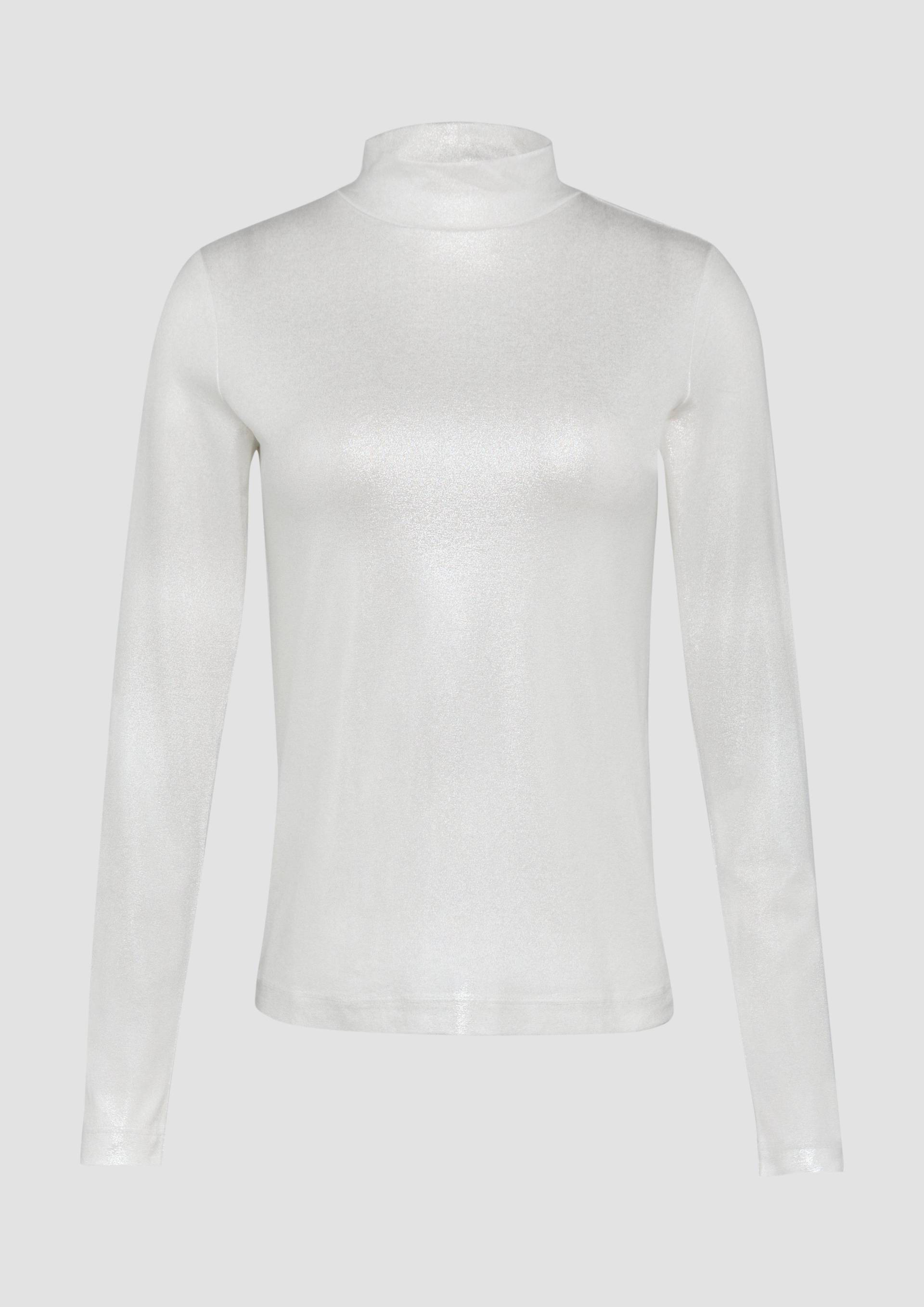 s.Oliver - Schmal geschnittenes Langarmshirt aus Viskosemix, Damen, silber von s.Oliver