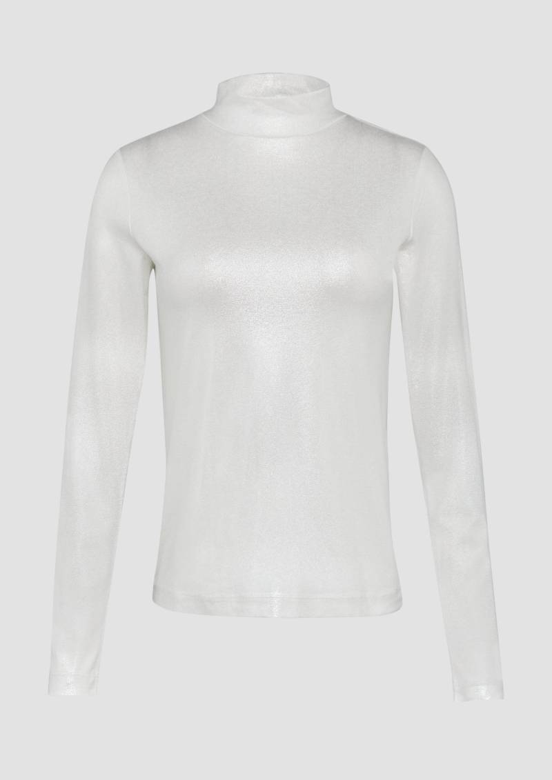s.Oliver - Schmal geschnittenes Langarmshirt aus Viskosemix, Damen, silber von s.Oliver