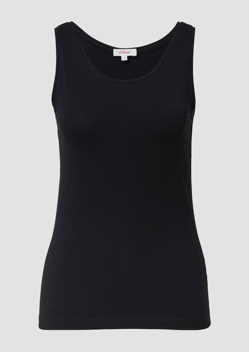 s.Oliver - Schmal geschnittenes Tanktop aus Baumwollmix, Damen, schwarz von s.Oliver