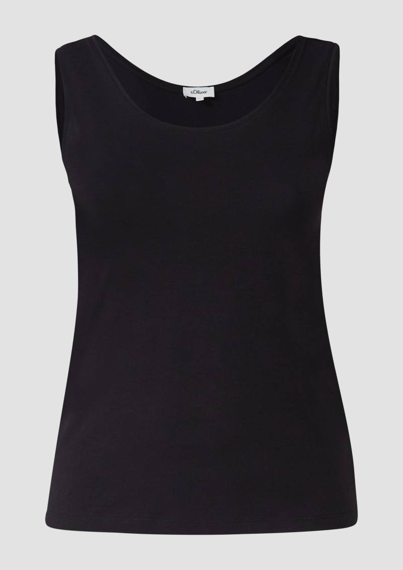 s.Oliver - Schmal geschnittenes Tanktop aus Baumwollmix, Damen, schwarz von s.Oliver