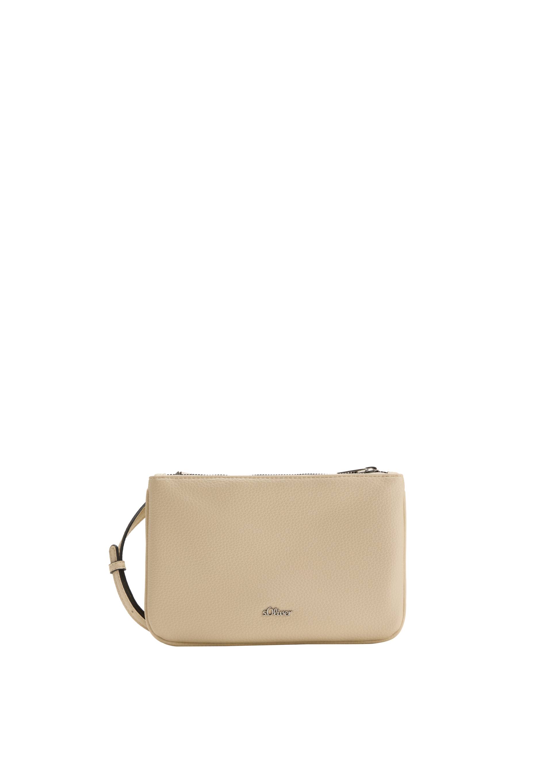 s.Oliver - Schultertasche in Leder-Optik mit Reißverschluss, Damen, Beige von s.Oliver