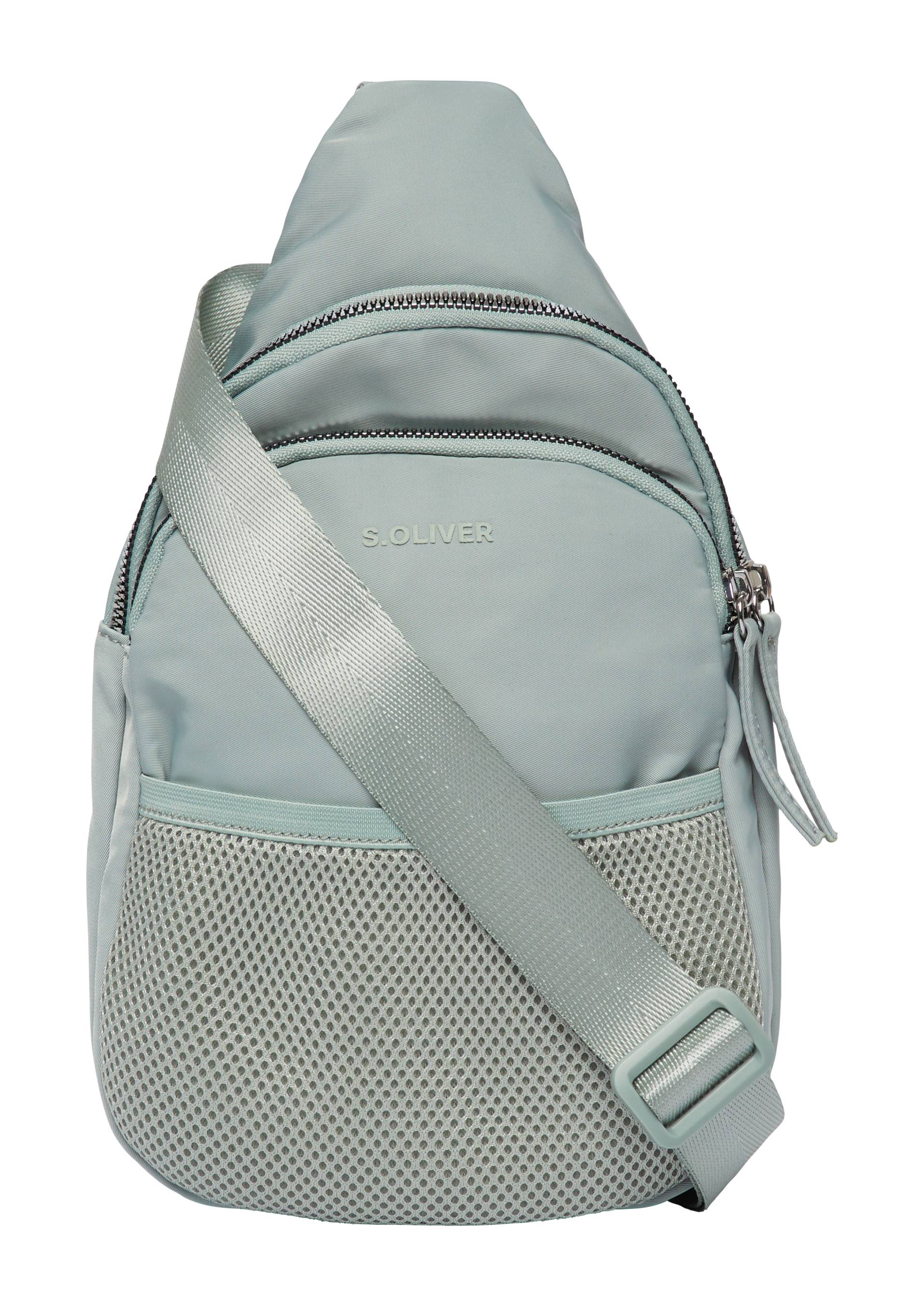 s.Oliver - Schultertasche mit aufgesetzter Mesh-Tasche, Damen, türkis von s.Oliver