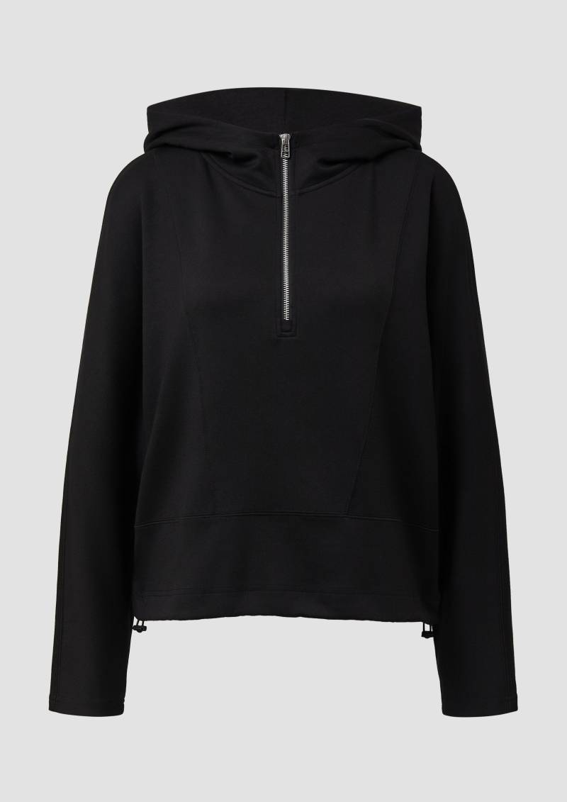 s.Oliver - Scuba-Hoodie mit Fledermausärmeln und regulierbarem Saum, Damen, schwarz von s.Oliver