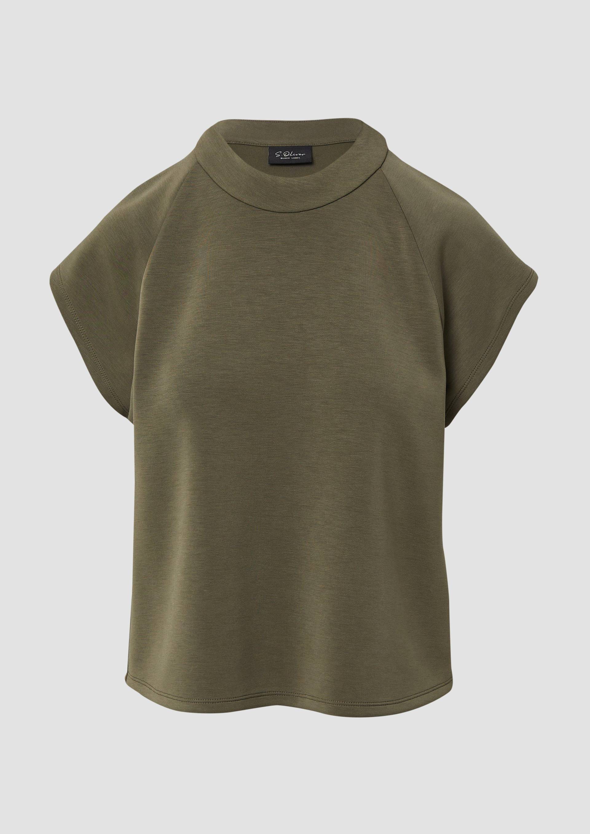 s.Oliver - Scuba-Shirt aus Modalmix mit überschnittenen Schultern, Damen, Grün von s.Oliver