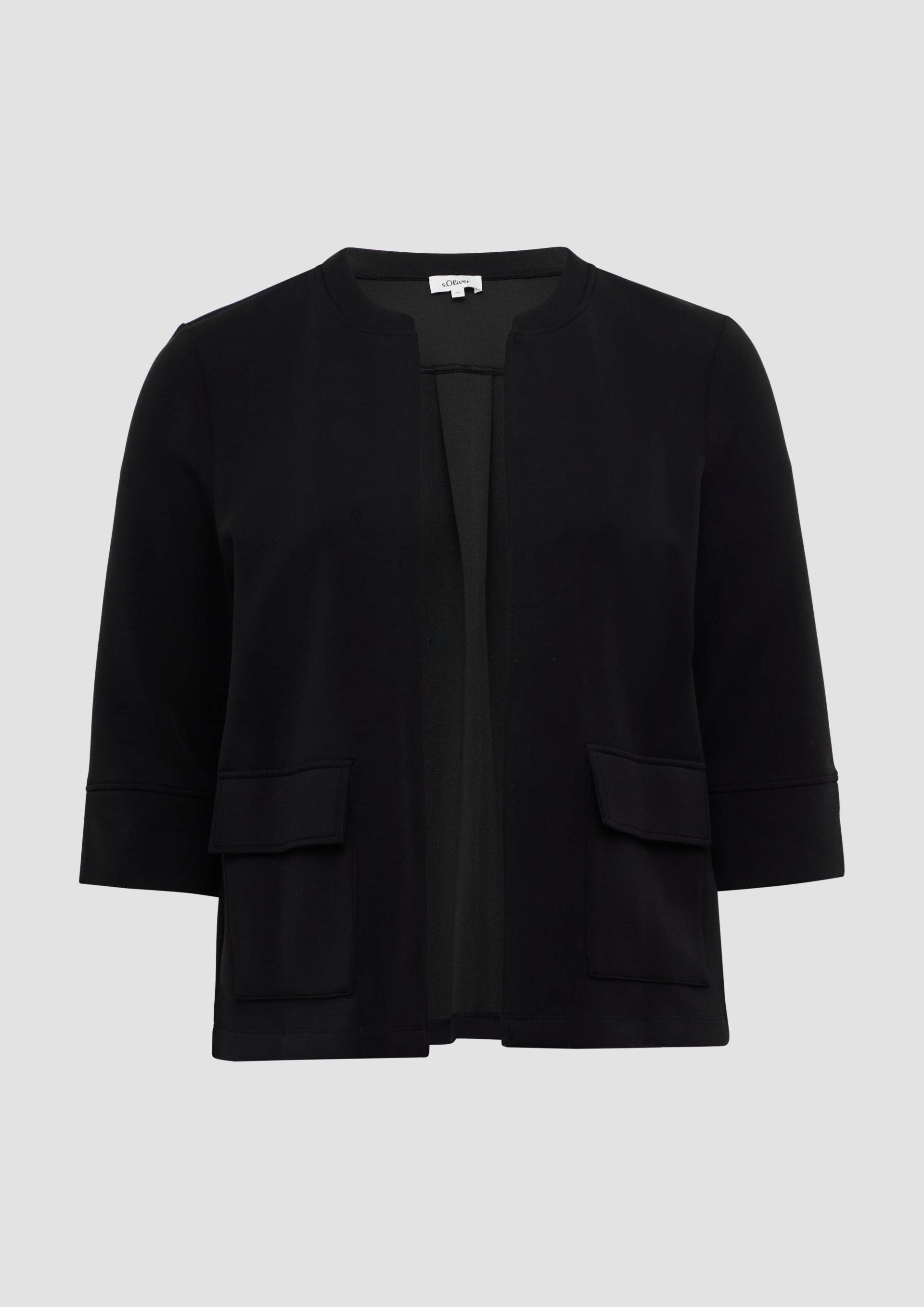 s.Oliver - Scuba-Sweatjacke mit 3/4-Ärmeln, Damen, schwarz von s.Oliver