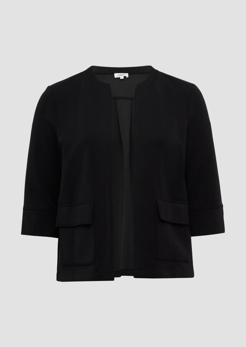 s.Oliver - Scuba-Sweatjacke mit 3/4-Ärmeln, Damen, schwarz von s.Oliver