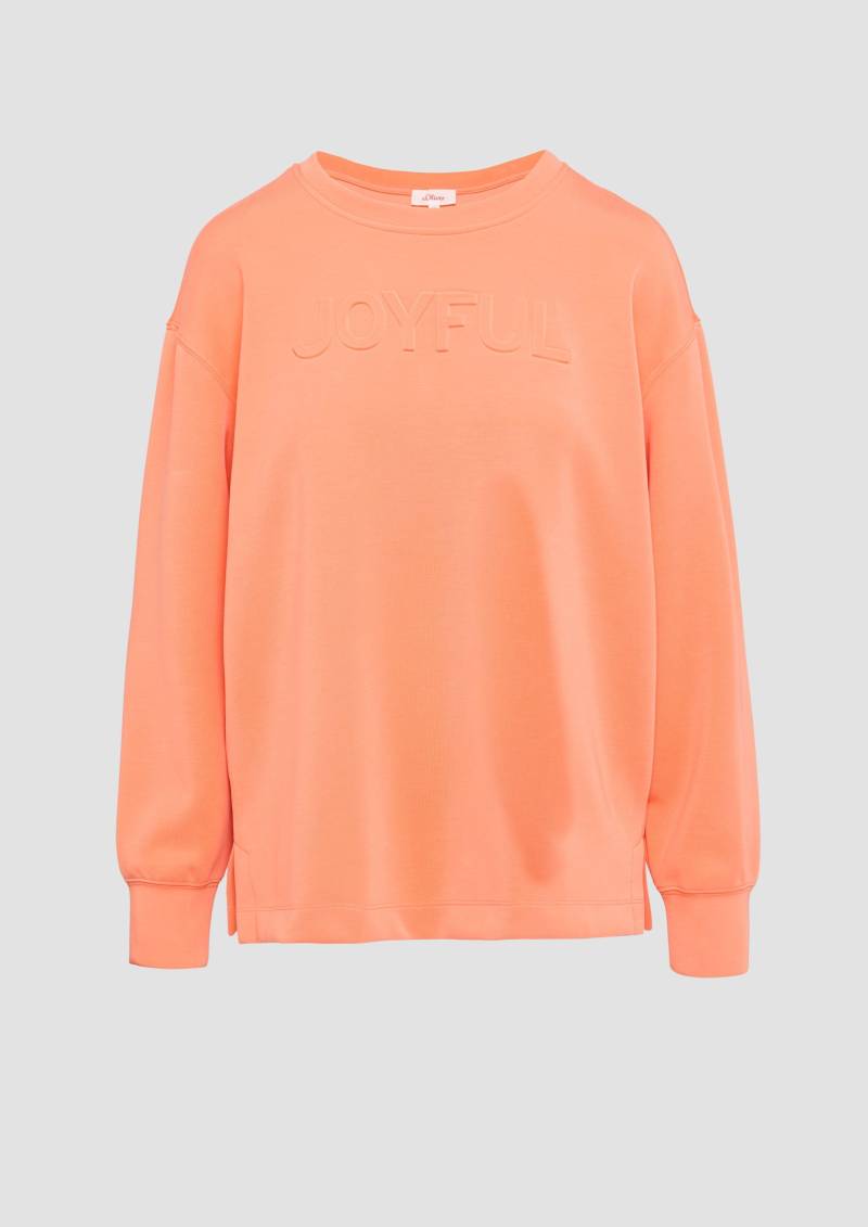 s.Oliver - Scuba-Sweatshirt aus Modalmix mit 3D-Schriftzug, Damen, Orange von s.Oliver