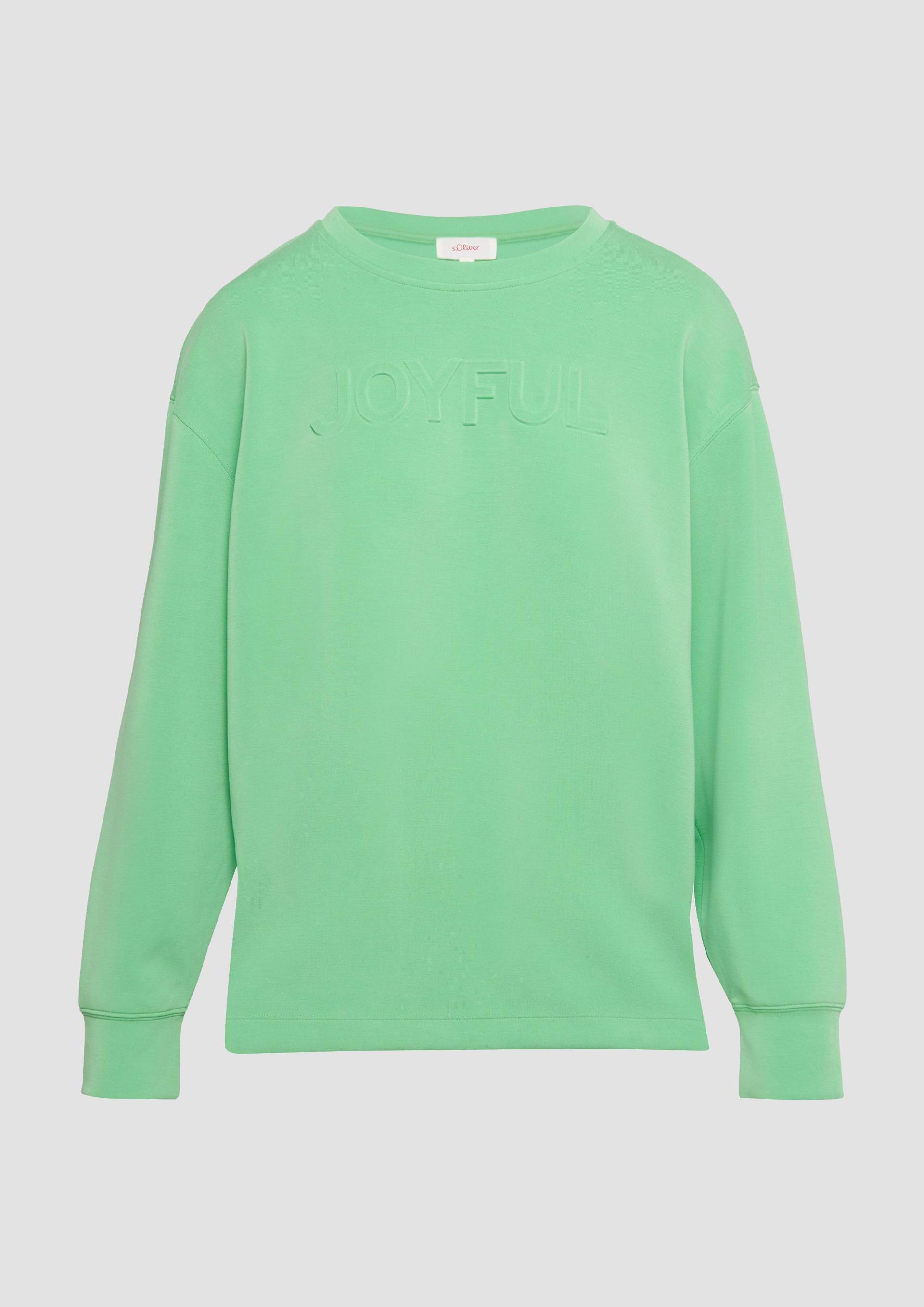 s.Oliver - Scuba-Sweatshirt aus Modalmix mit 3D-Schriftzug, Damen, grün von s.Oliver