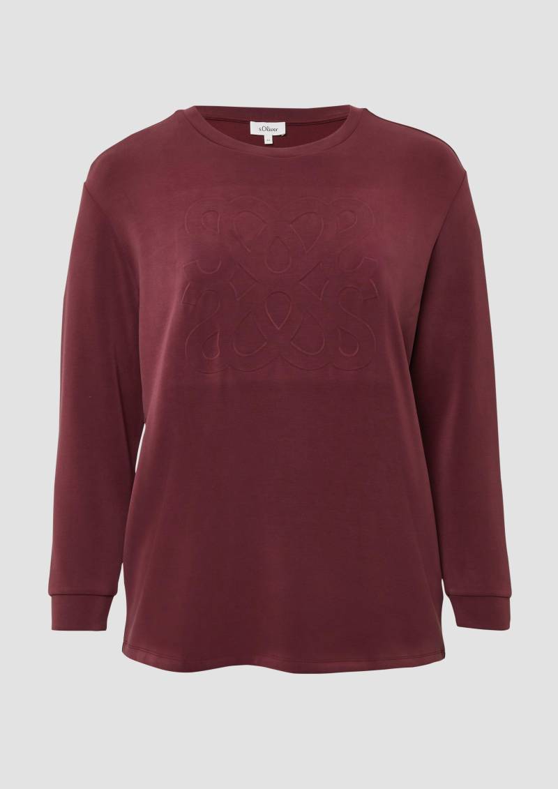 s.Oliver - Scuba-Sweatshirt im Relaxed Fit mit Prägung, Damen, rot von s.Oliver