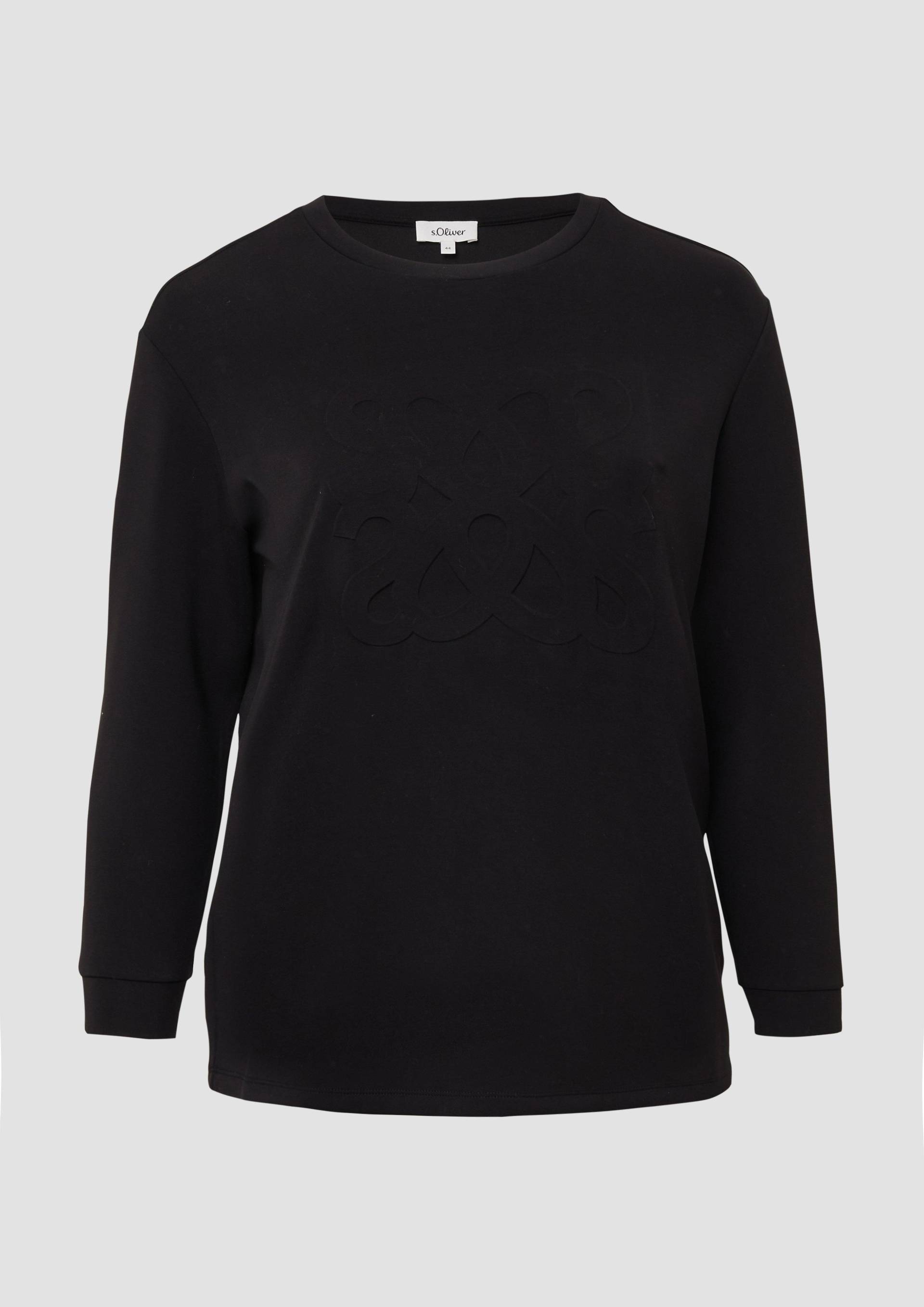 s.Oliver - Scuba-Sweatshirt im Relaxed Fit mit Prägung, Damen, schwarz von s.Oliver