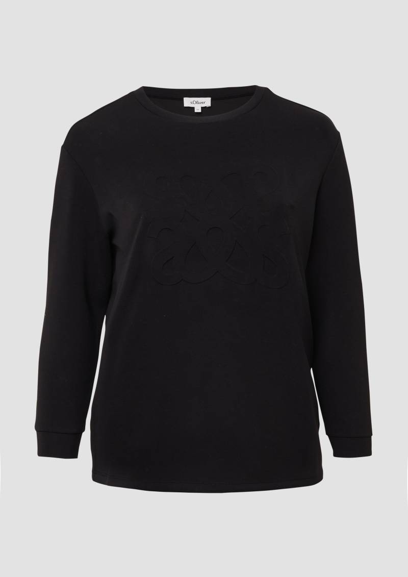 s.Oliver - Scuba-Sweatshirt im Relaxed Fit mit Prägung, Damen, schwarz von s.Oliver
