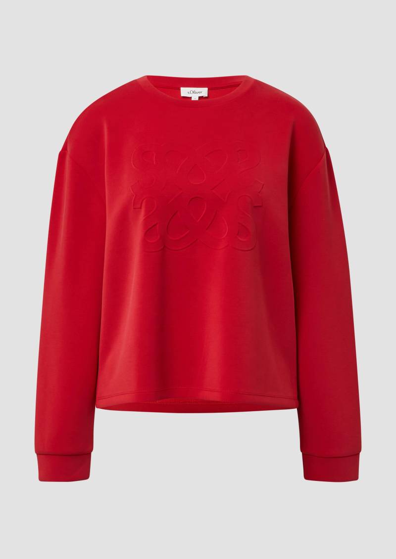 s.Oliver - Scuba-Sweatshirt im Relaxed Fit mit Prägung, Damen, rot von s.Oliver