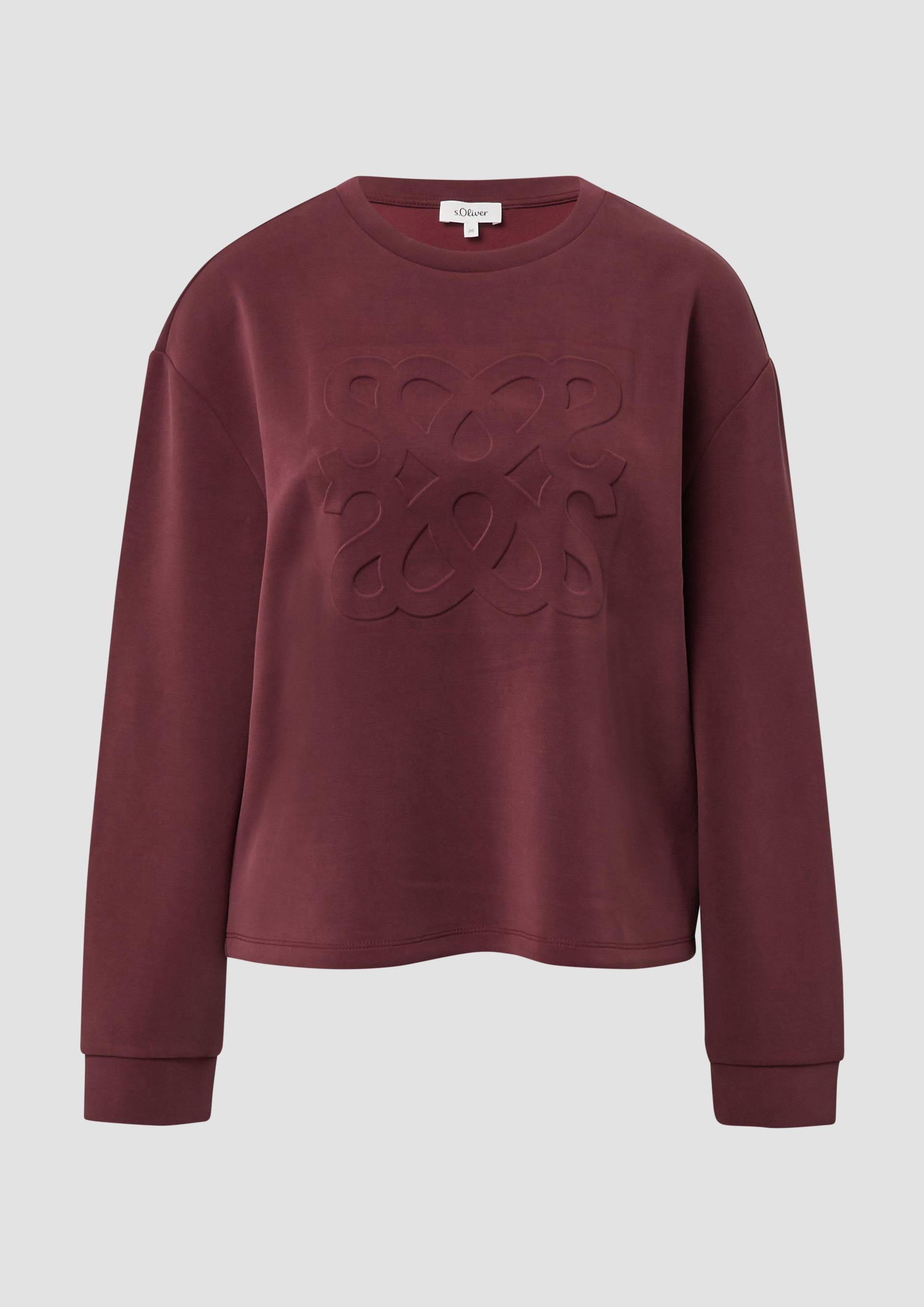 s.Oliver - Scuba-Sweatshirt im Relaxed Fit mit Prägung, Damen, rot von s.Oliver