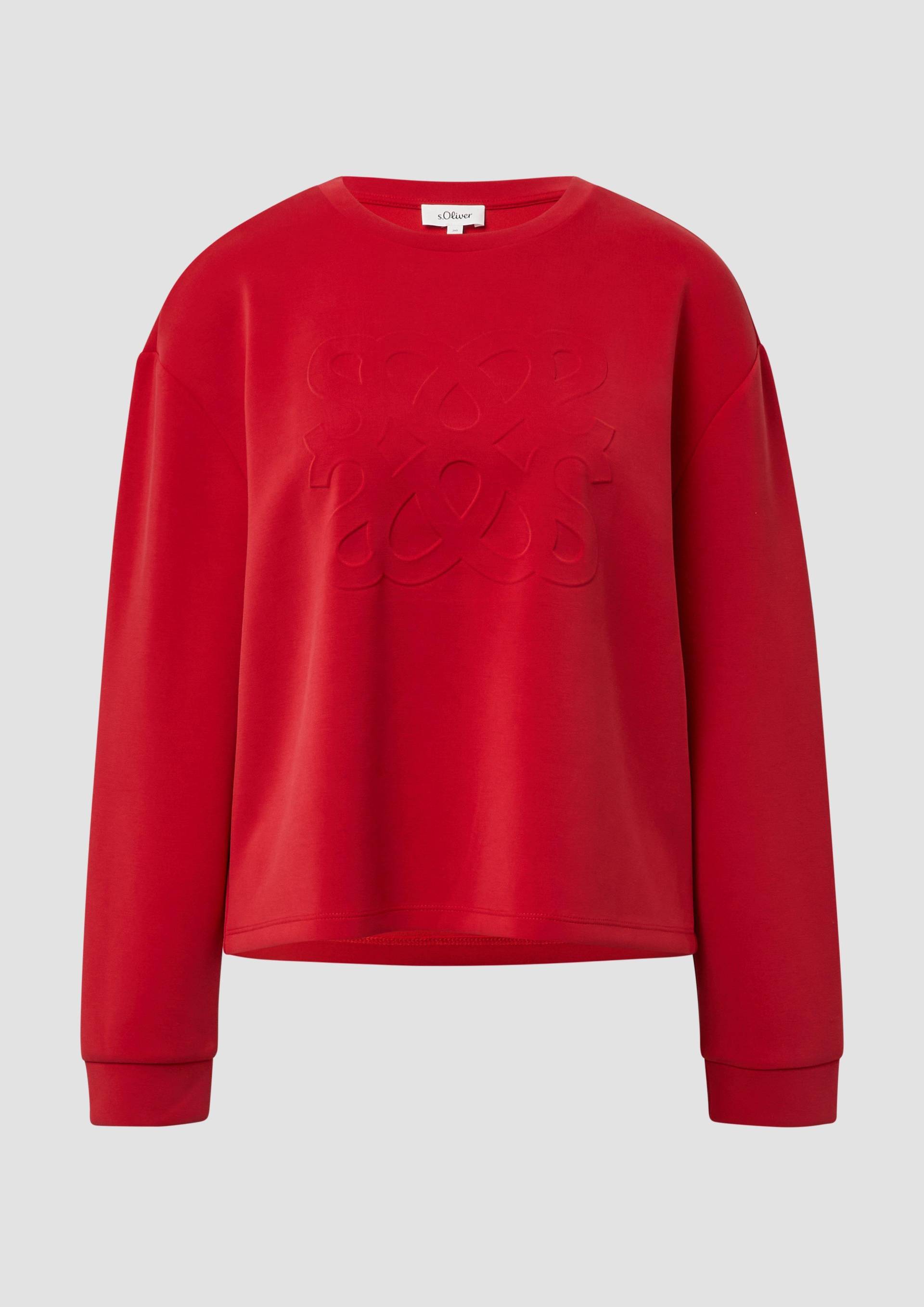 s.Oliver - Scuba-Sweatshirt im Relaxed Fit mit Prägung, Damen, rot von s.Oliver