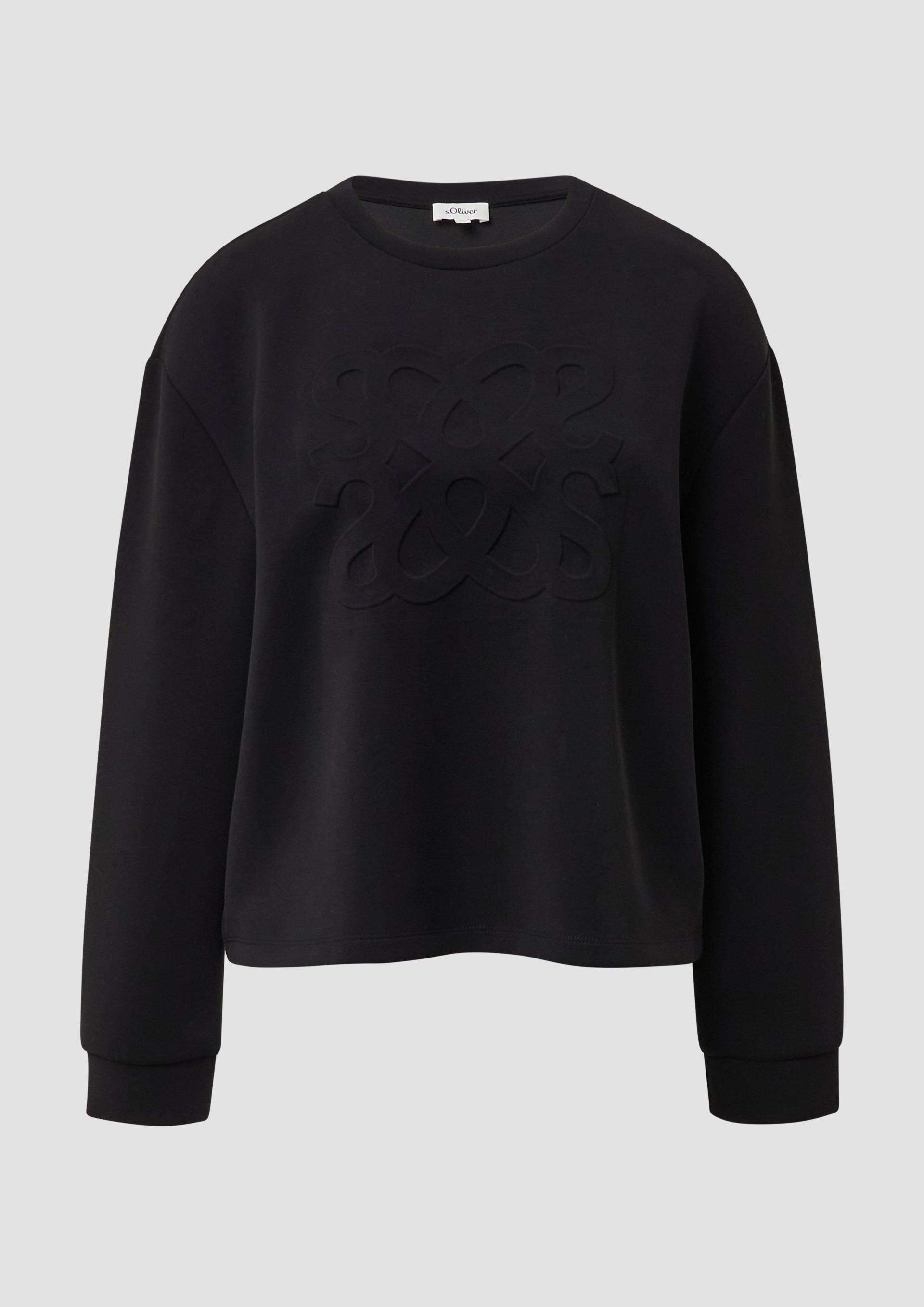 s.Oliver - Scuba-Sweatshirt im Relaxed Fit mit Prägung, Damen, schwarz von s.Oliver