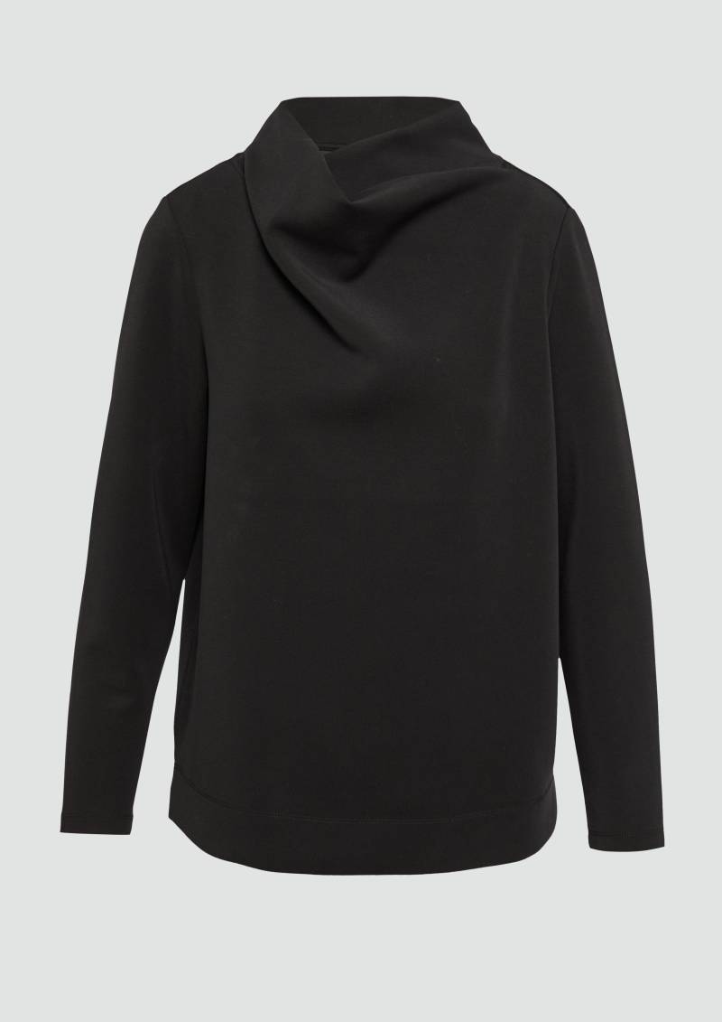 s.Oliver - Scuba-Sweatshirt mit Wasserfallkragen, Damen, schwarz von s.Oliver