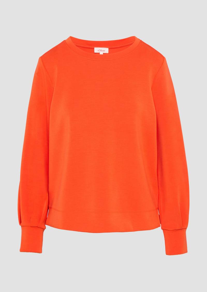 s.Oliver - Scuba-Sweatshirt mit weiten Ärmeln, Damen, Orange von s.Oliver
