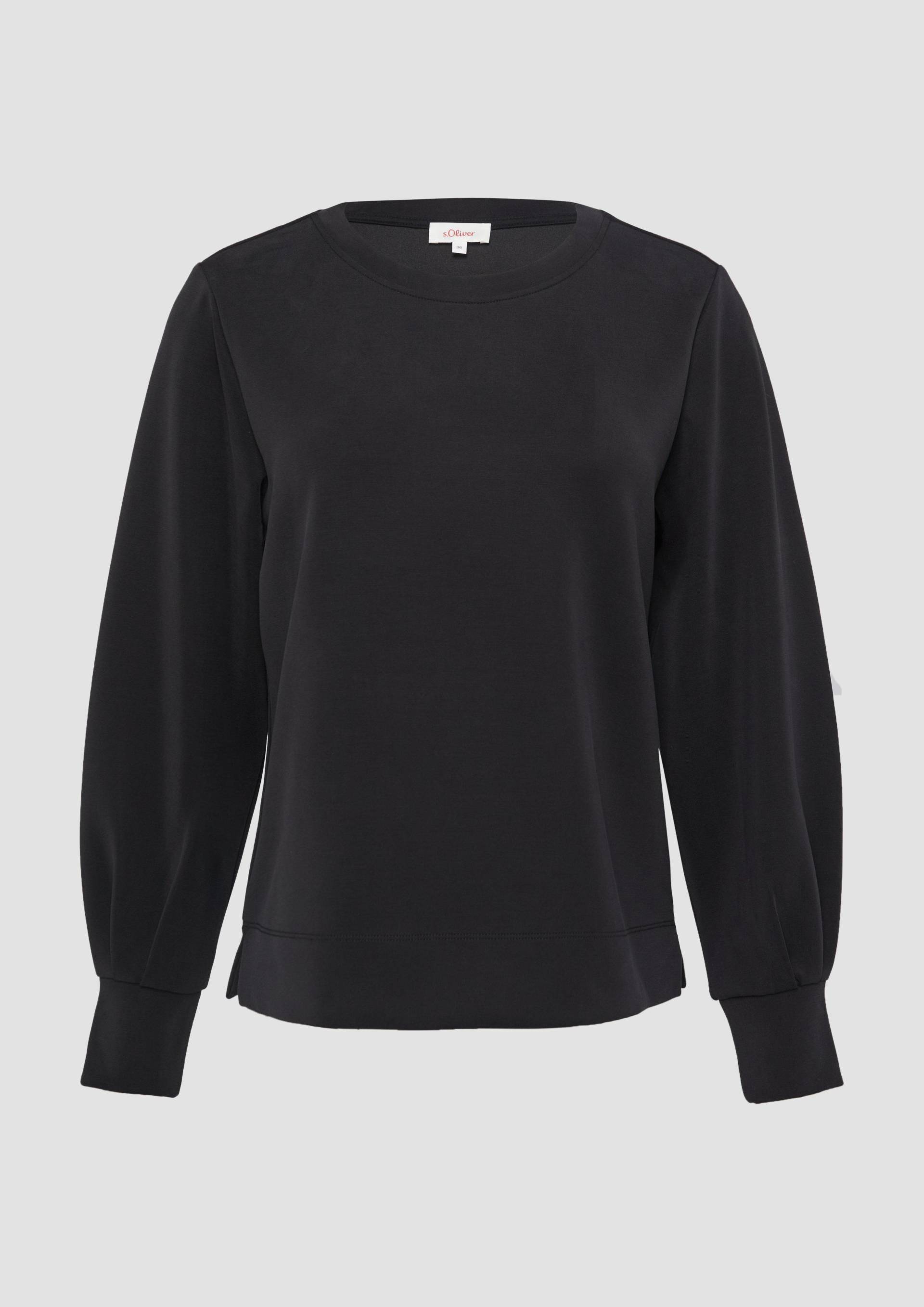 s.Oliver - Scuba-Sweatshirt mit weiten Ärmeln, Damen, schwarz von s.Oliver
