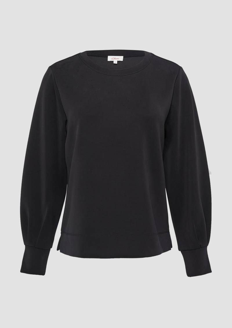 s.Oliver - Scuba-Sweatshirt mit weiten Ärmeln, Damen, schwarz von s.Oliver