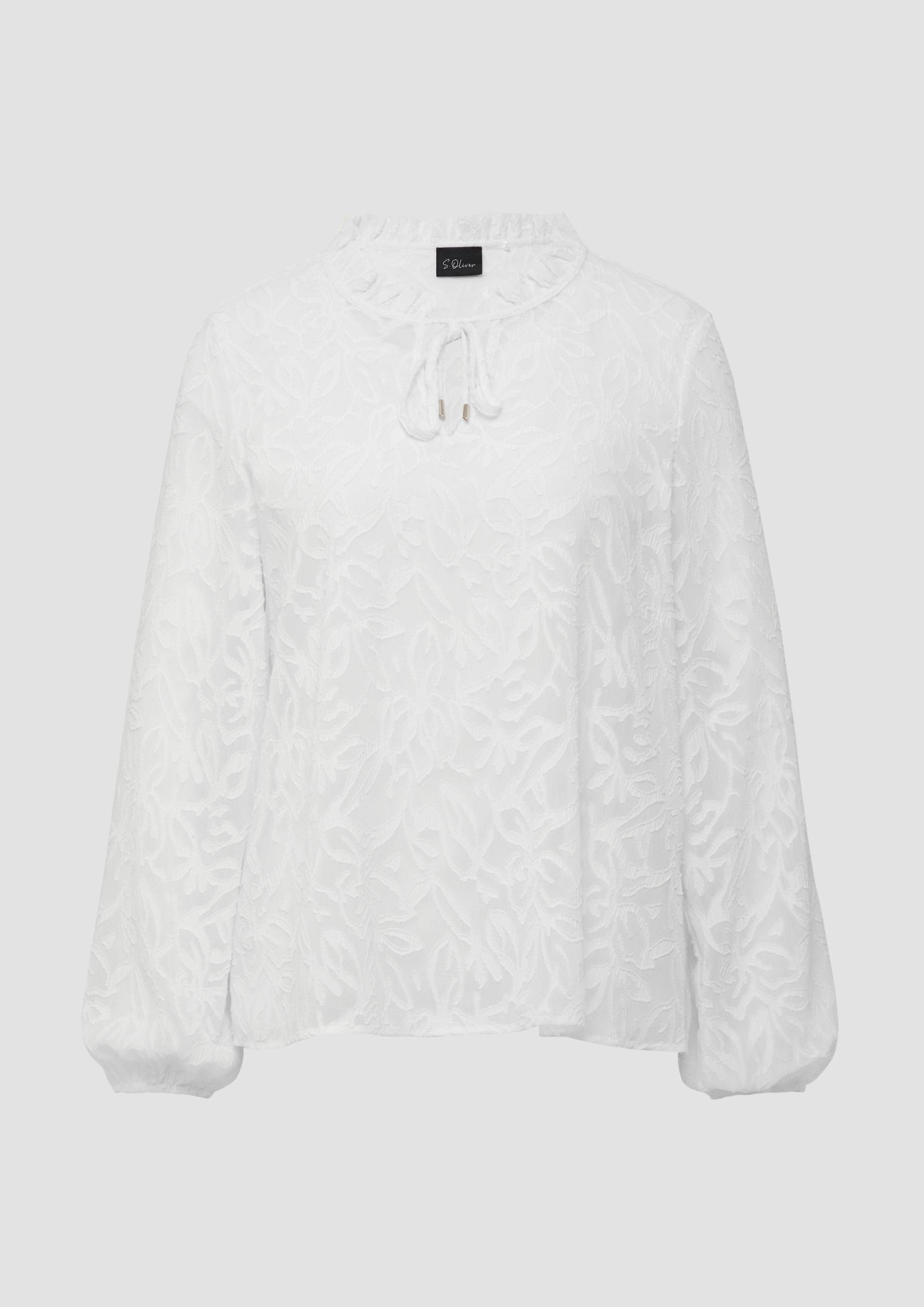 s.Oliver - Semitransparente Bluse mit Tunika-Ausschnitt und Rüschen, Damen, creme von s.Oliver