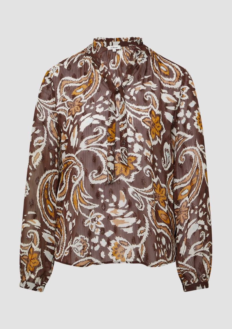 s.Oliver - Semitransparente Chiffon-Bluse mit All-over-Print, Damen, braun|mehrfarbig von s.Oliver