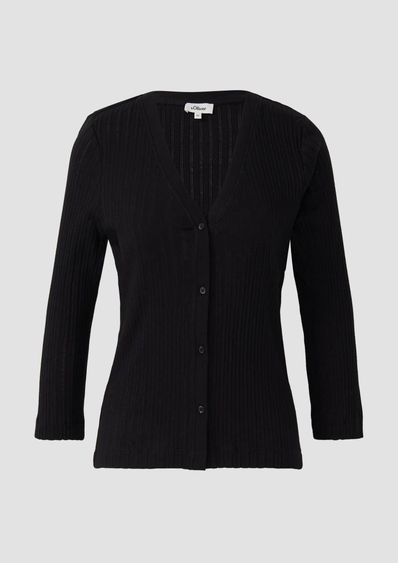 s.Oliver - Semitransparente Strickjacke aus Ajour-Rippe, Damen, schwarz von s.Oliver