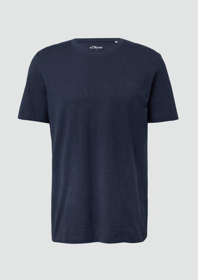 s.Oliver - Baumwoll-T-Shirt mit Logo-Print, Herren, blau von s.Oliver