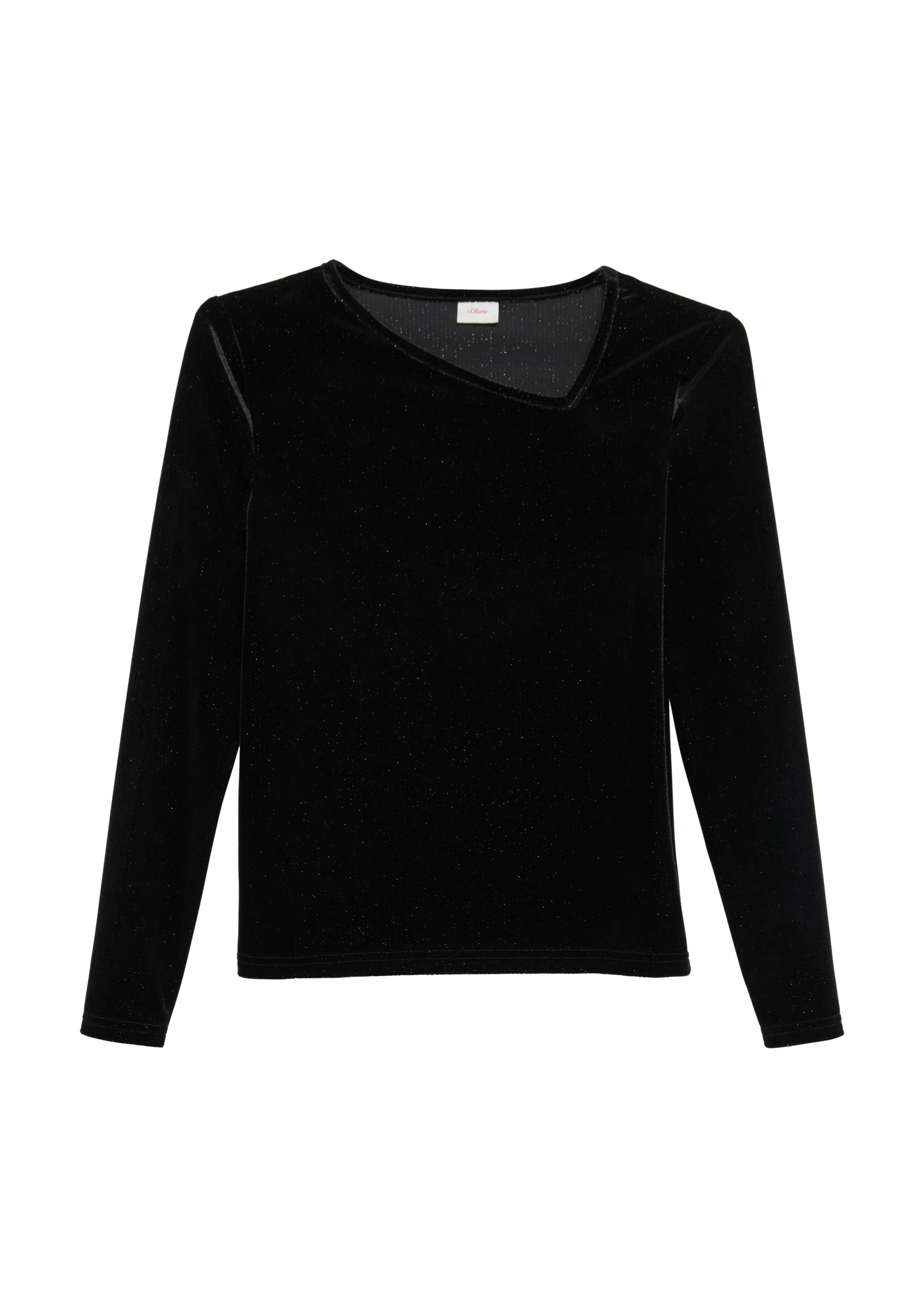 s.Oliver - Shirt aus Glitter-Samt mit asymmetrischem Kragen, Mädchen, schwarz s.Oliver - Shirt aus Glitter-Samt mit asymmetrischem Kragen, Mädchen, schwarz von s.Oliver