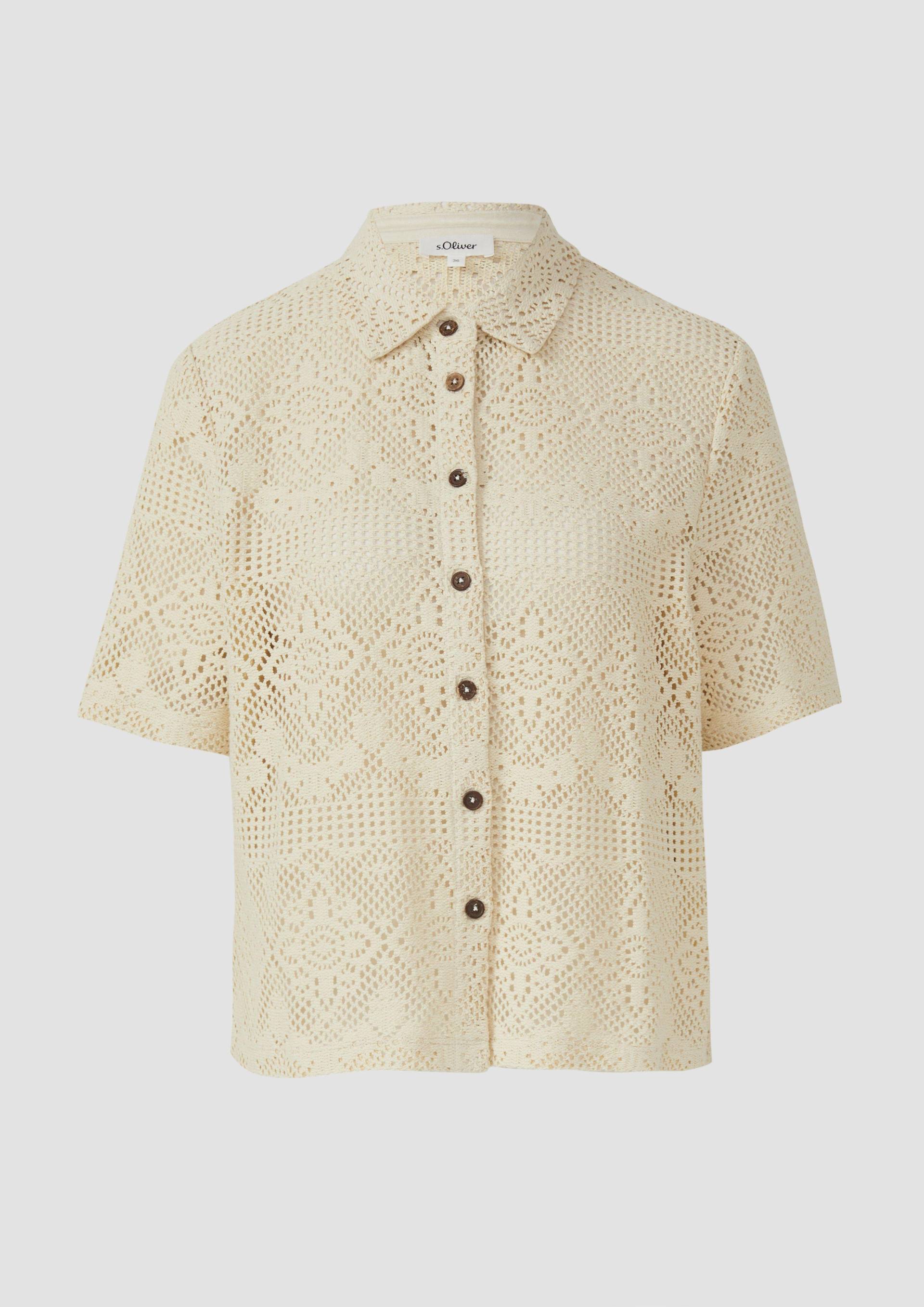 s.Oliver - Leicht transparentes Shirt aus Häkelspitze, Damen, creme von s.Oliver