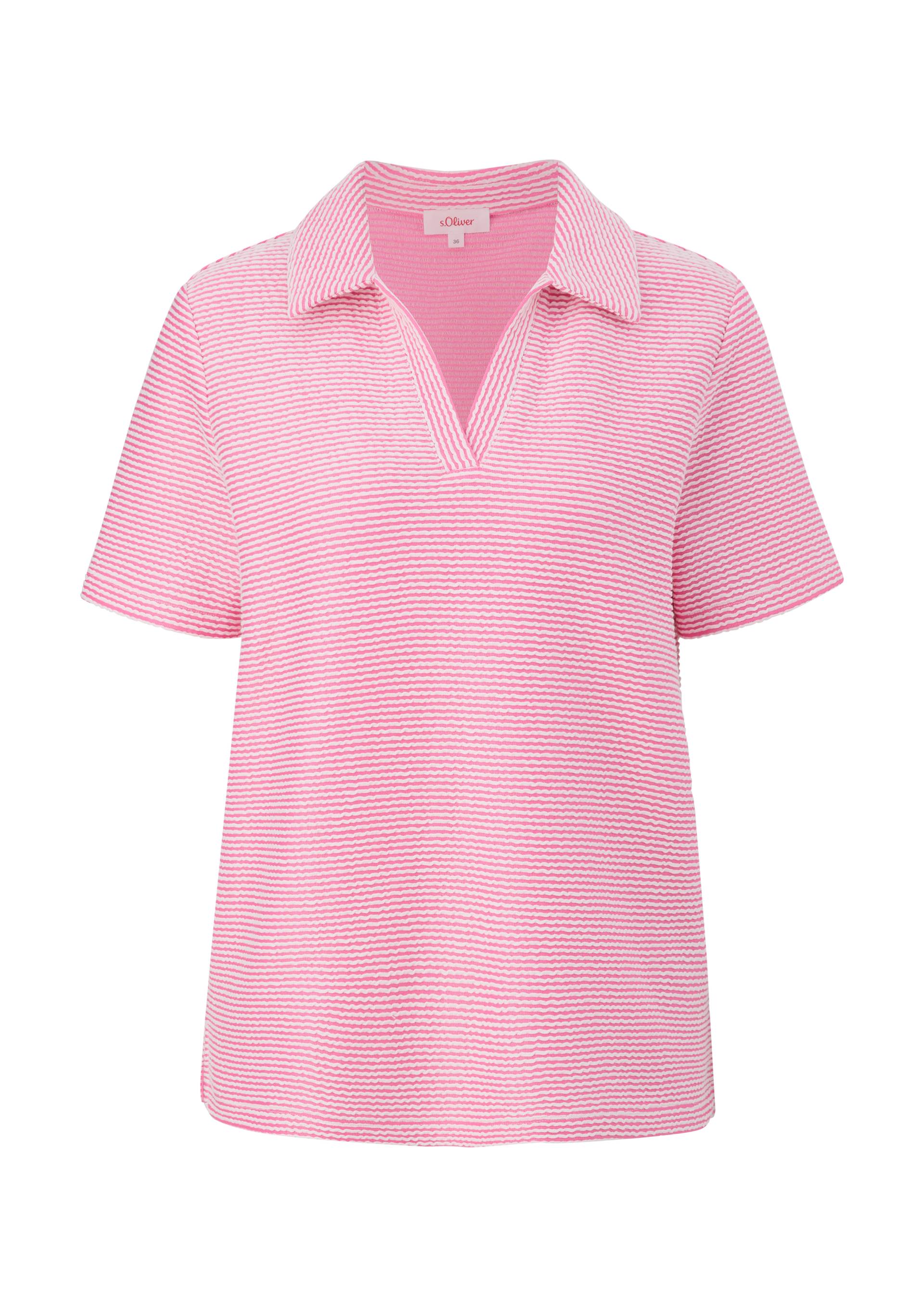 s.Oliver - Shirt mit Jacquardmuster, Damen, Rosa von s.Oliver