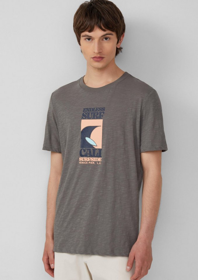 s.Oliver Shirttop Baumwoll-T-Shirt mit Frontprint und Flammgarnstruktur von s.Oliver