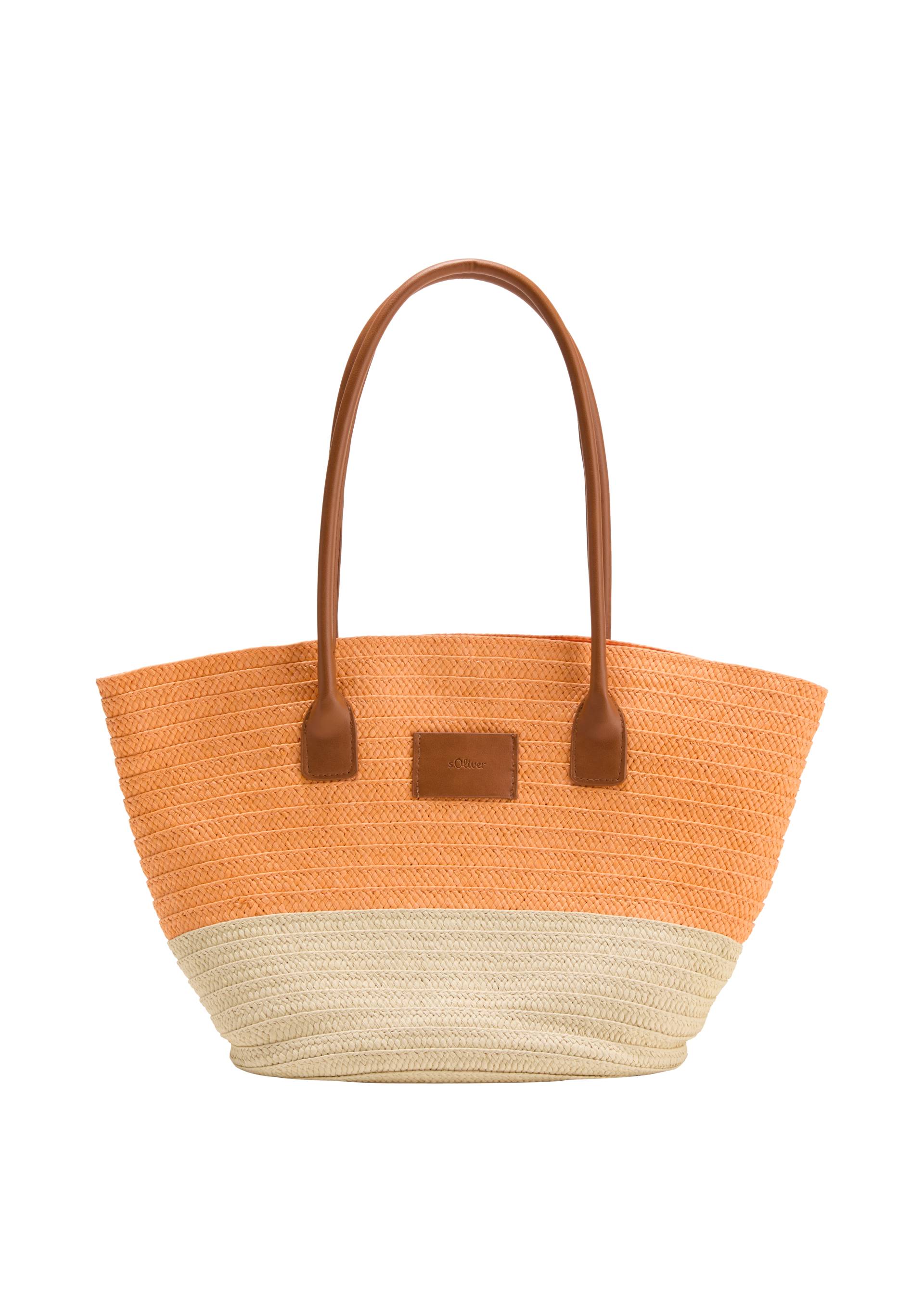 s.Oliver - Shopper in Bast-Optik mit Magnet-Verschluss, Damen, Orange von s.Oliver