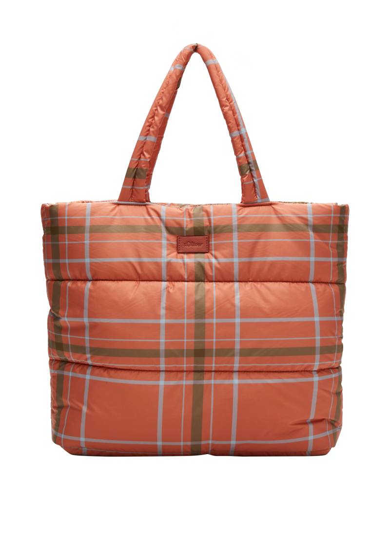 s.Oliver - Shopper mit Karomuster, Damen, Orange von s.Oliver