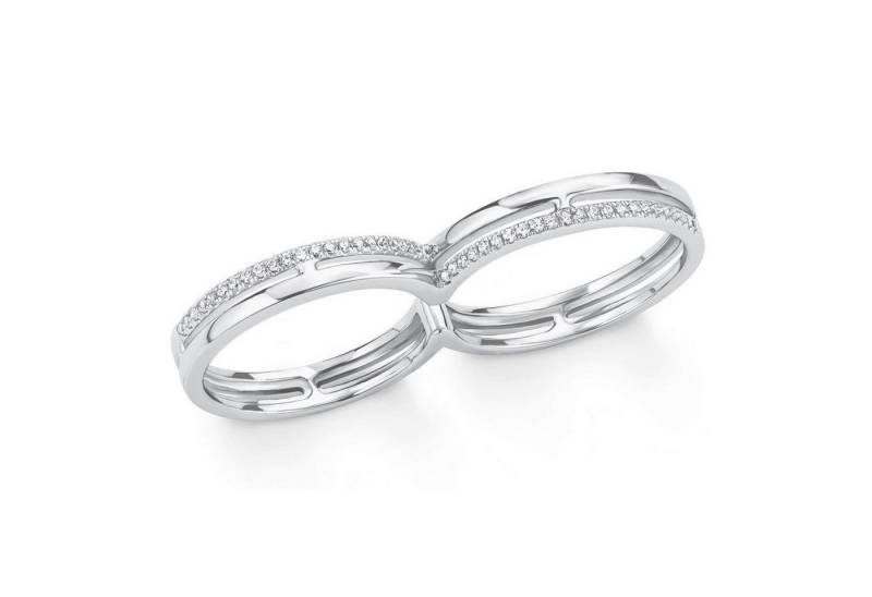 s.Oliver Silberring 925 Doppelring Zweifingerring Zirkonia von s.Oliver