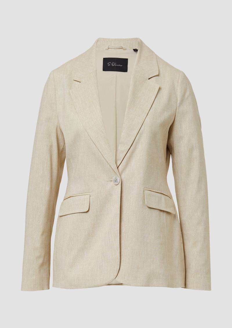 s.Oliver - Slim-Fit-Blazer aus Leinenmix, Damen, Beige von s.Oliver