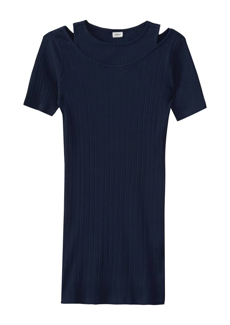 s.Oliver - Slim-Fit-Kleid aus Rippware in 2-in-1-Optik, Mädchen, blau von s.Oliver