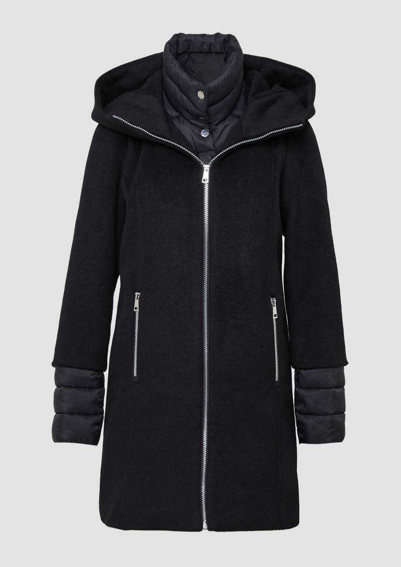 s.Oliver - Slim-Fit-Mantel aus Webware mit herausnehmbarem Steppeinsatz, Damen, schwarz von s.Oliver