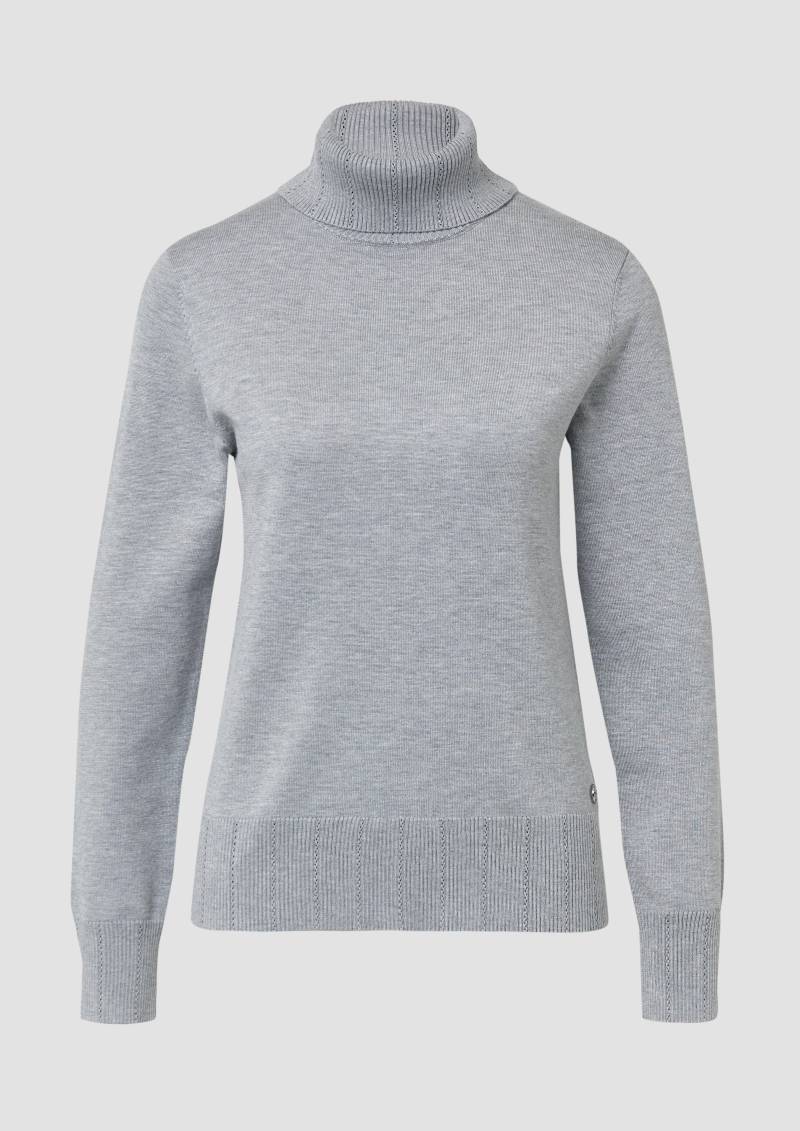 s.Oliver - Slim-Fit-Pullover mit Ajour-Details, Damen, grau von s.Oliver