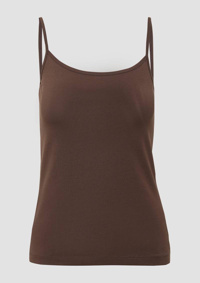 s.Oliver - Slim-Fit-Top aus Baumwollmix mit verstellbaren Spaghettiträgern, Damen, braun von s.Oliver