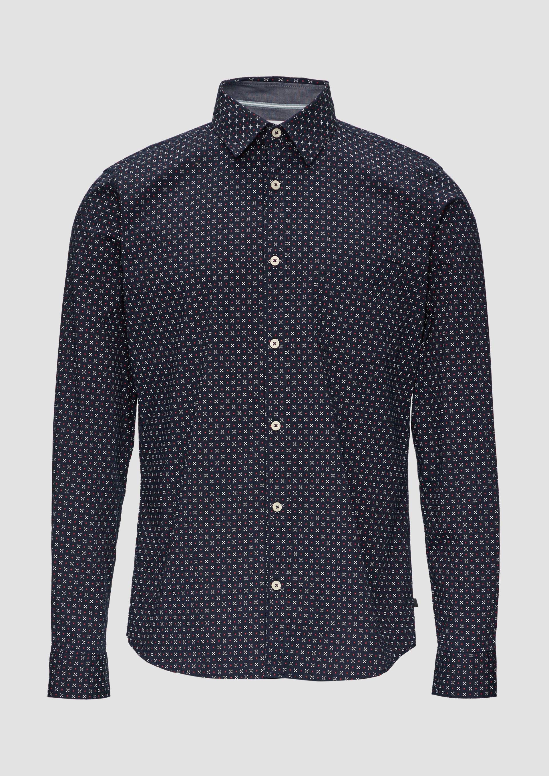 s.Oliver - Slim Fit: Gemustertes Hemd aus Baumwollmix, Herren, blau von s.Oliver