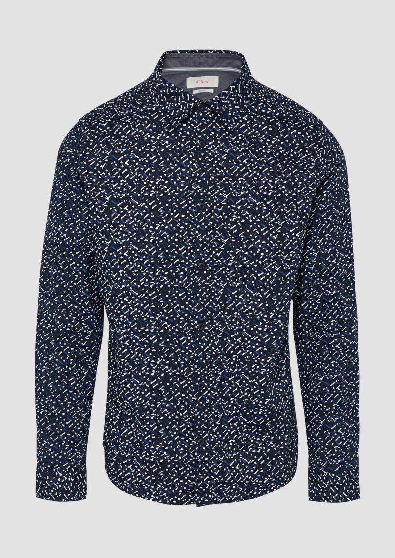 s.Oliver - Slim Fit: Gemustertes Hemd aus Popelin, Herren, blau von s.Oliver