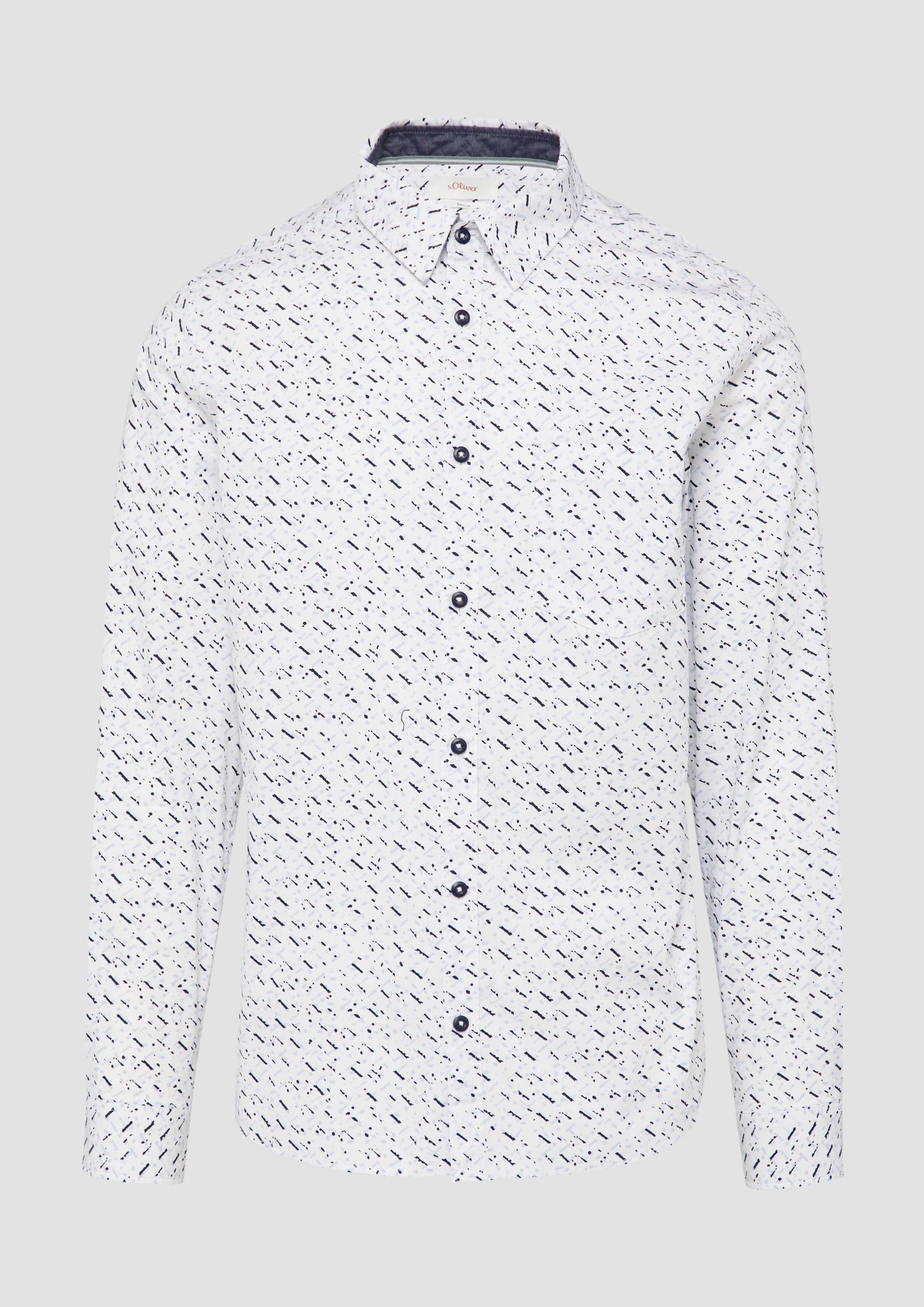s.Oliver - Slim Fit: Gemustertes Hemd aus Popelin, Herren, weiß von s.Oliver