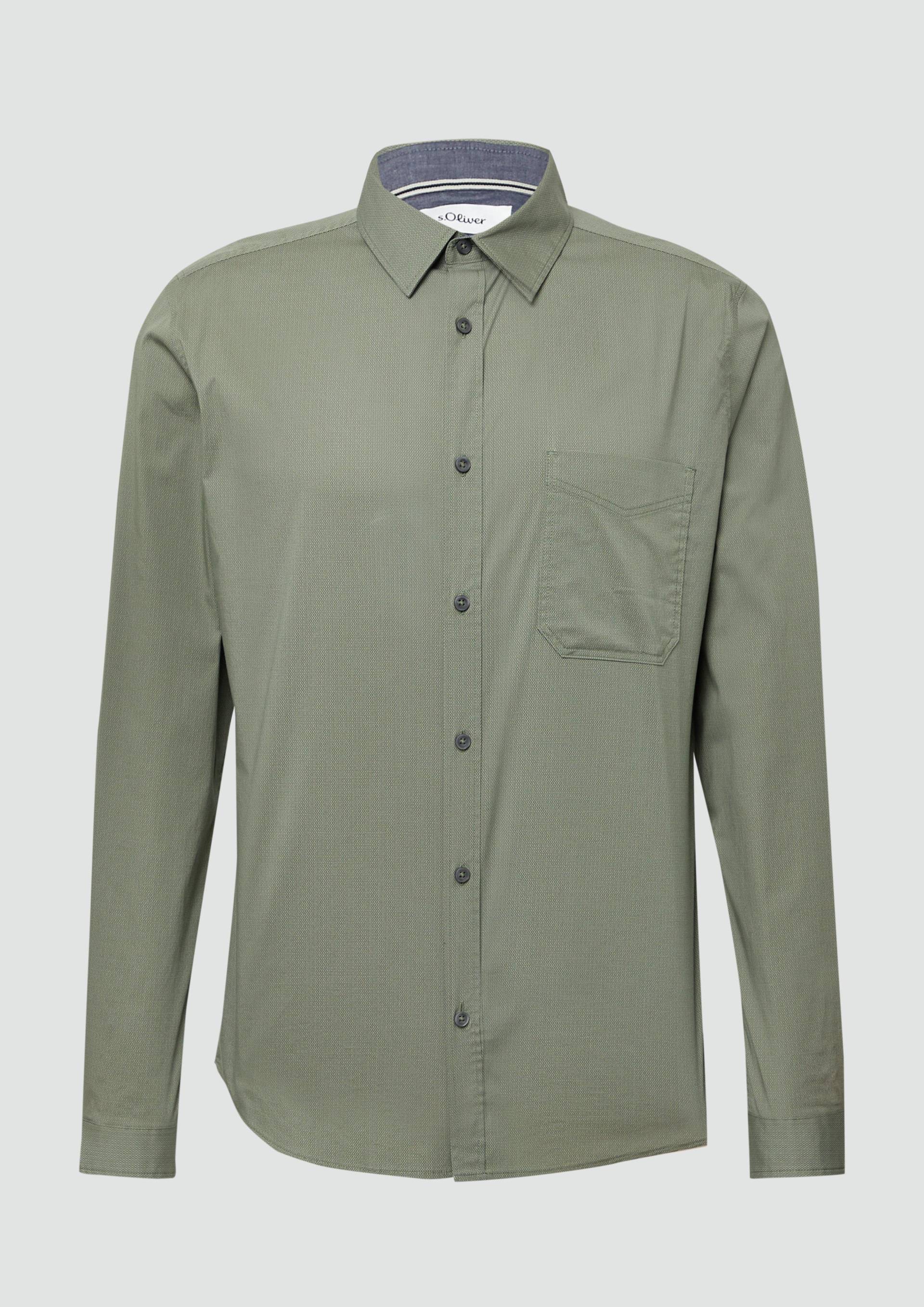 s.Oliver - Slim Fit: Gemustertes Hemd mit Kentkragen, Herren, Grün von s.Oliver
