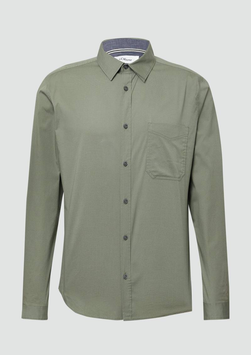 s.Oliver - Slim Fit: Gemustertes Hemd mit Kentkragen, Herren, Grün von s.Oliver