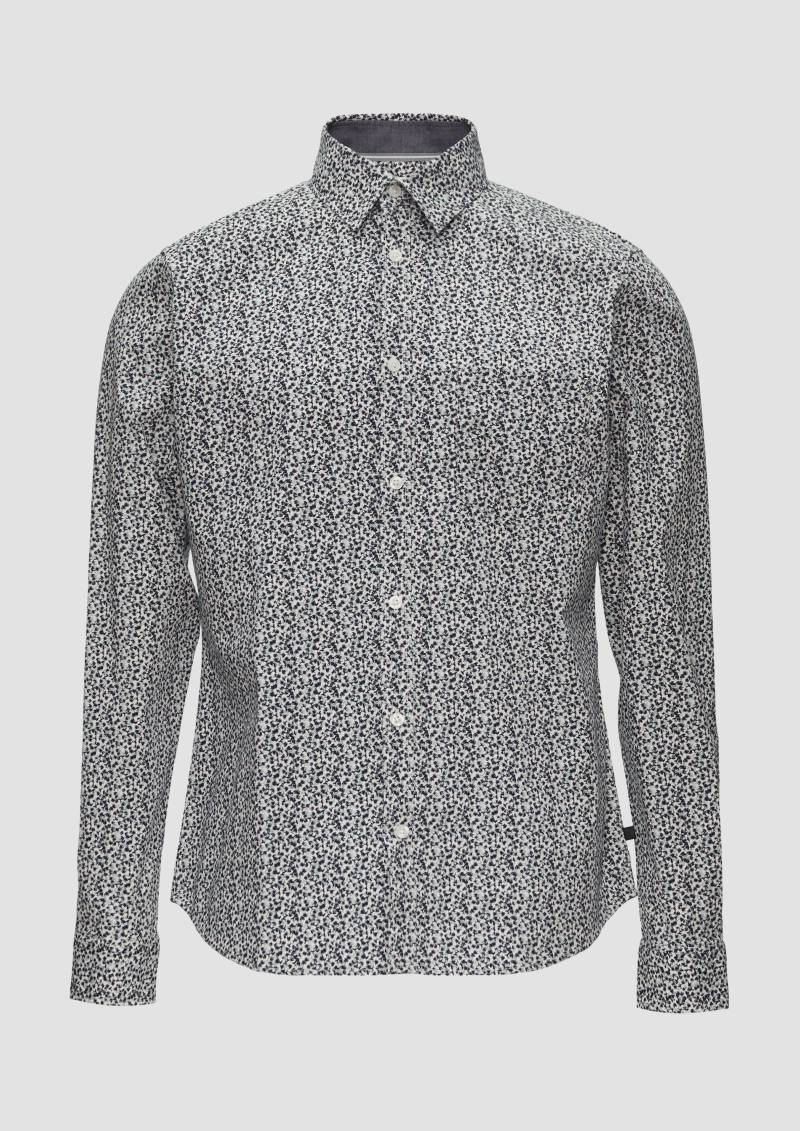 s.Oliver - Slim Fit: Gemustertes Hemd mit Kentkragen, Herren, mehrfarbig|weiß von s.Oliver